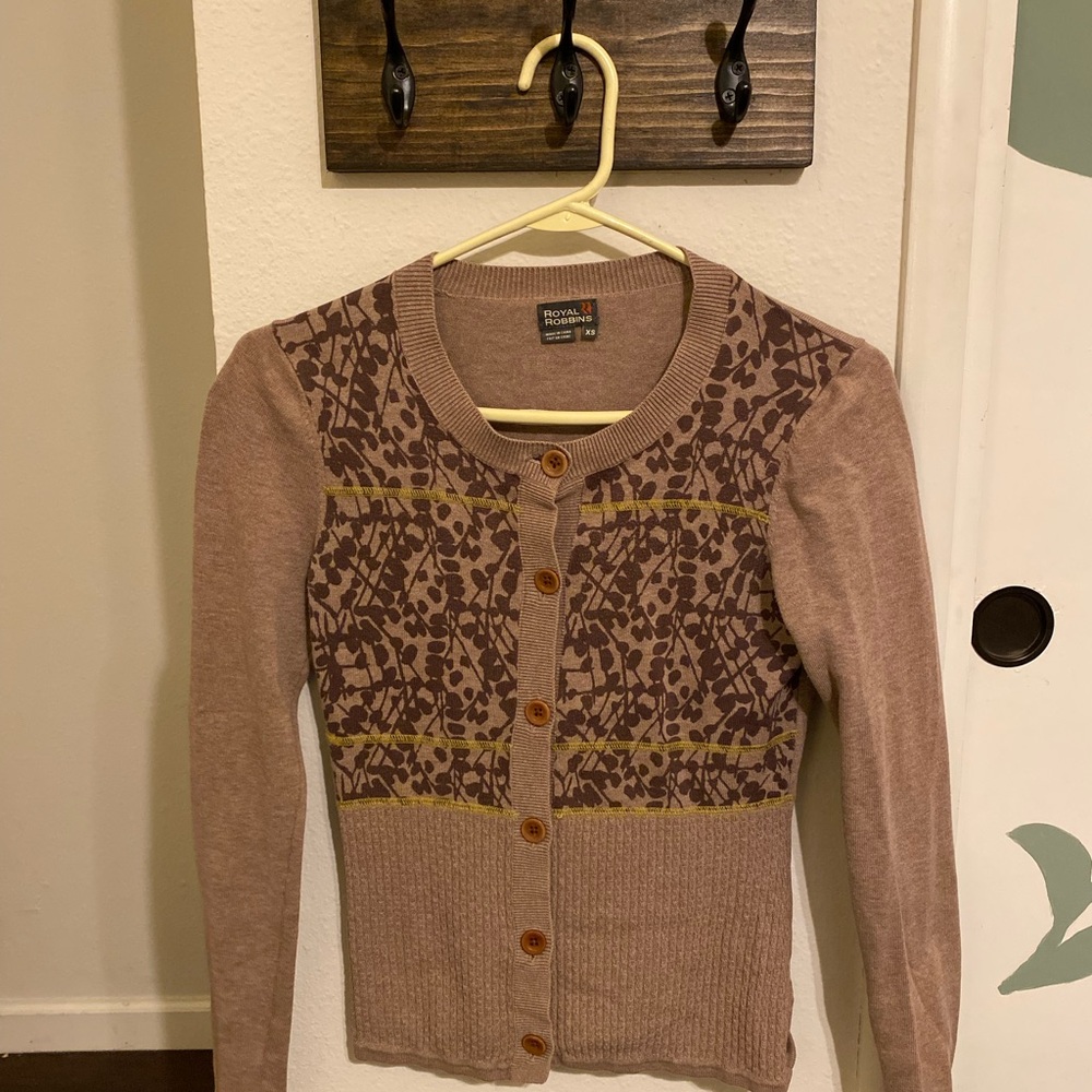 Royal Robbins Tan and Brown Patterned Cardigan
